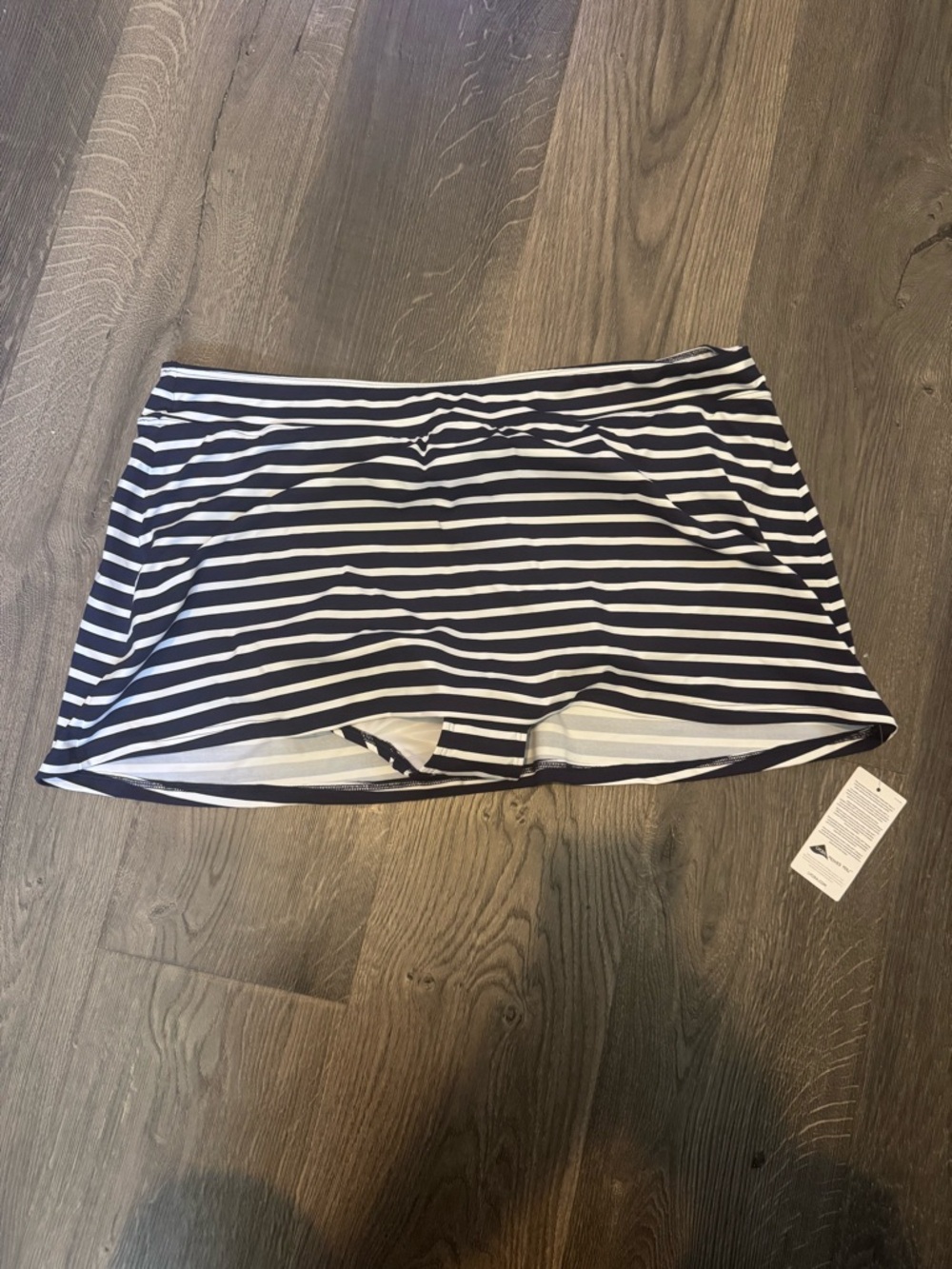 NWT Lands' End Navy and White Striped Swim Skirt Sz 18